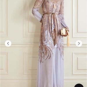 Zimmermann Hyptnotic Sheath Dress-Belted Printed Chiffon Maxi